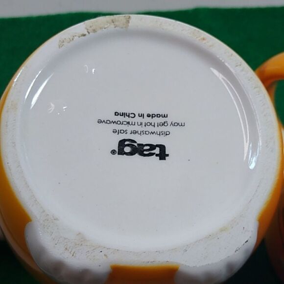 Tag Orange 3D Ceramic Cat w/ Whiskers Ears Feet Tail as Handle Kitch - Picture 7 of 11